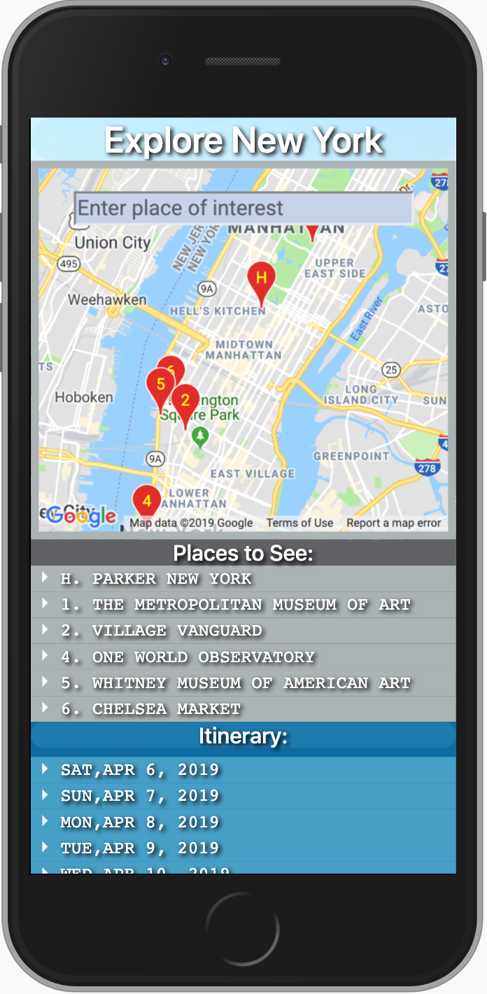 screenshot of app